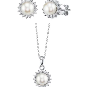 White Freshwater Cultured Pearl & Cubic Zirconia Ariela Jewelry Set