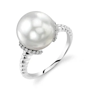 White South Sea Pearl & Diamond Jackie Ring