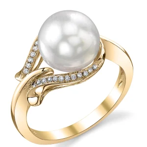 South Sea Pearl & Diamond Willow Ring