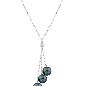 14K Gold Black Japanese Akoya Pearl Tincup Cluster Pendant