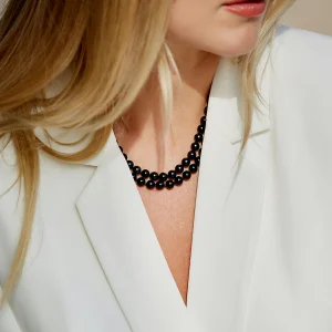 Japanese Akoya Black Pearl Double Strand Necklace