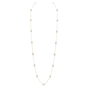 14K Gold 8.0-8.5mm Opera Japanese Akoya Pearl Tincup Necklace