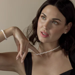 7.0-7.5mm White Freshwater Pearl Necklace, Bracelet & Earrings