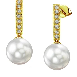 South Sea Pearl Dangling Diamond Earrings