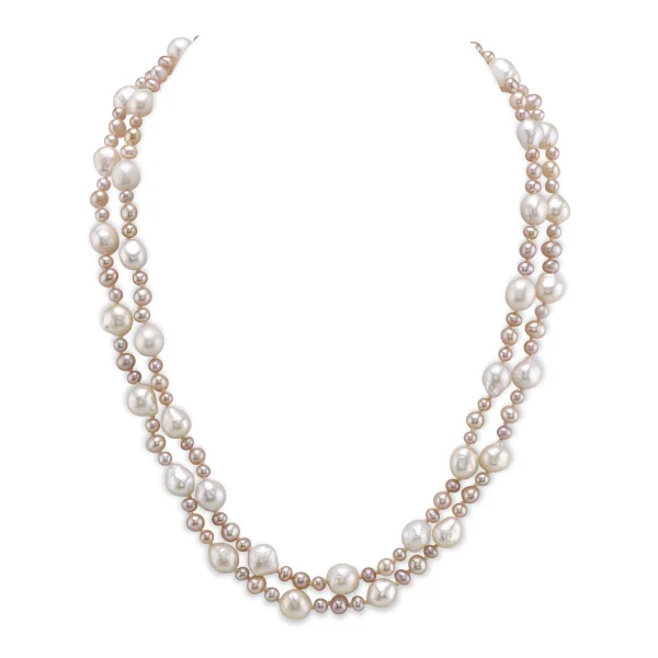 3-8mm Freshwater Multicolor Double Pearl Necklace - AAA Quality
