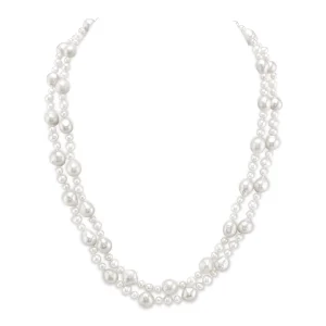 3-8mm White Freshwater Double Pearl Necklace - AAA Quality