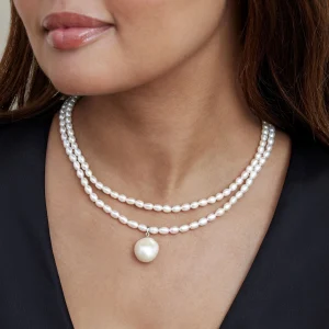 4.5-5.0mm Oval White Freshwater Pearl Double Strand Necklace