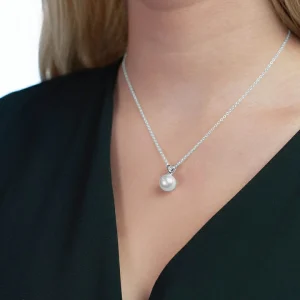 14K Gold Freshwater Pearl & Diamond Lev Pendant
