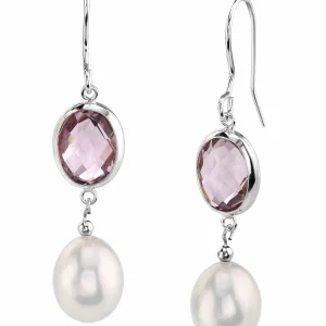 Freshwater Amethyst & Drop Pearl Hailey Tincup Earrings