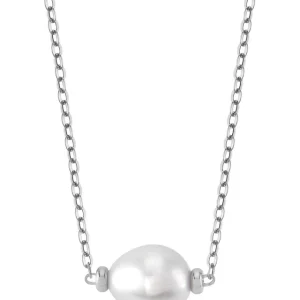14K Gold White Freshwater Pearl and Chain Eliana Necklace