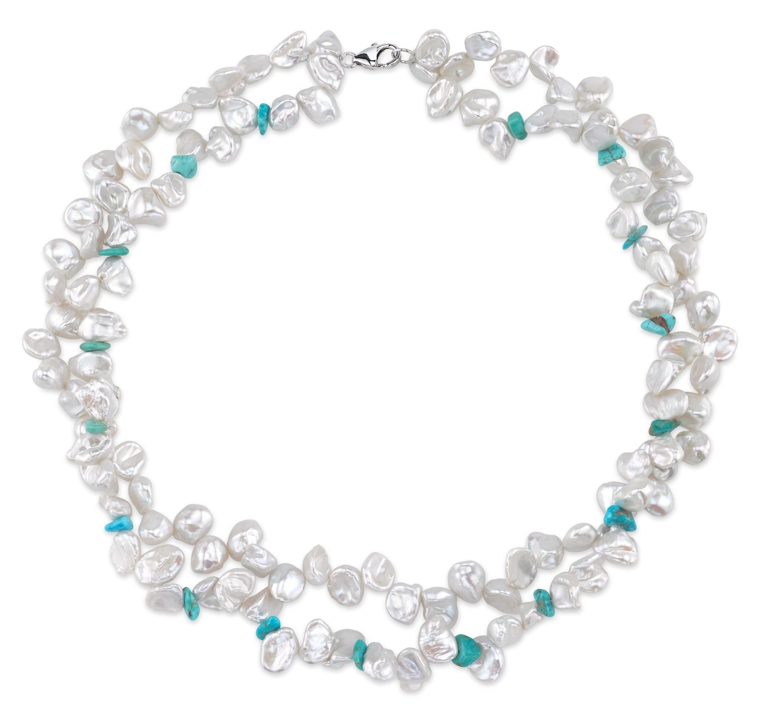 9-10mm Double Twisted White Freshwater Keshi Pearl Necklace