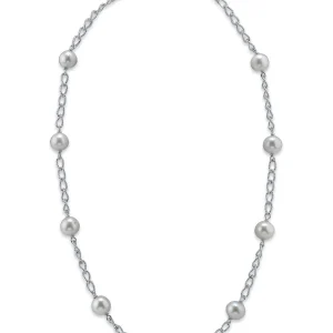 White Freshwater Pearl Tincup Braided Necklace