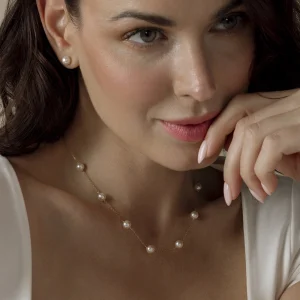 14K Gold Japanese Akoya Pearl Tincup Necklace