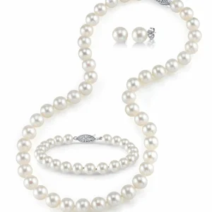 8.0-8.5mm Freshwater Pearl Necklace, Bracelet & Earrings