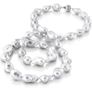 13-16mm Opera Length White Freshwater Baroque Pearl Necklace - AAA Quality