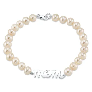 6.0-6.5mm White Freshwater Cultured Pearl Mom Bracelet