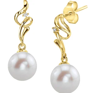 14K Gold Freshwater Pearl & Diamond Aria Earrings