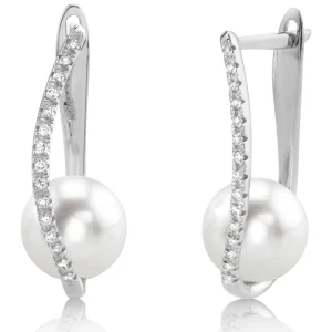 Freshwater Pearl & Diamond Eliza Earrings