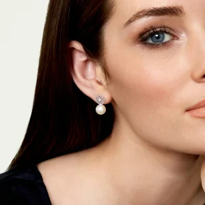 Freshwater Pearl & Diamond Faye Earrings