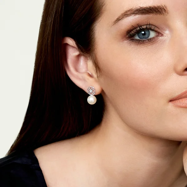 Freshwater Pearl & Diamond Faye Earrings