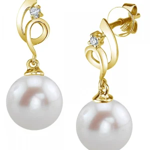 14K Gold Freshwater Pearl & Diamond Symphony Earrings