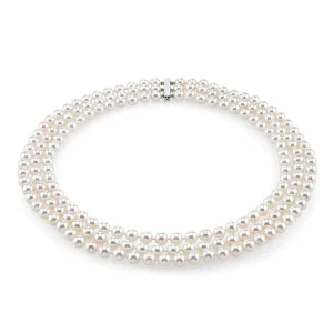 Triple Strand White Freshwater Pearl Necklace