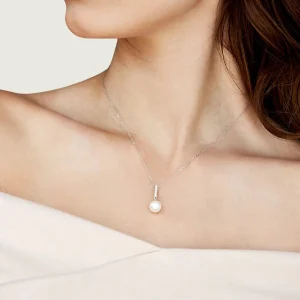 Akoya Pearl Dangling Diamond Pendant & Earrings