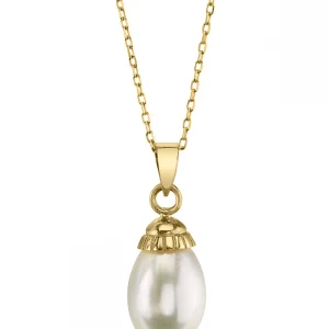 14K Gold White Freshwater Cultured Pearl Devon Pendant