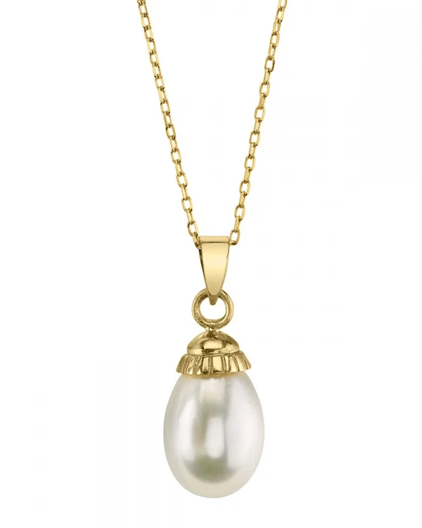 14K Gold White Freshwater Cultured Pearl Devon Pendant