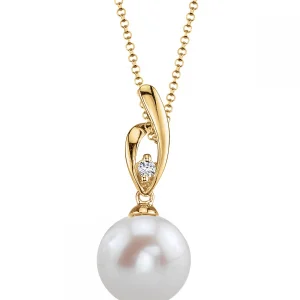 14K Gold Freshwater Pearl & Diamond Lois Pendant