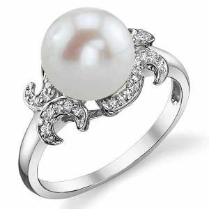 Freshwater Pearl & Diamond Crown Jewel Ring