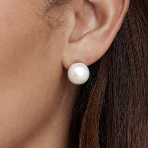 12mm White Freshwater Round Pearl Stud Earrings