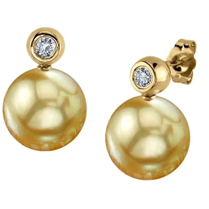 Golden South Sea Pearl & Diamond Dakota Earrings