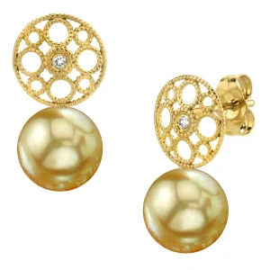Golden South Sea Pearl & Diamond Faye Earrings