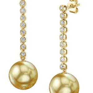 Golden South Sea Pearl & Diamond Serena Earrings