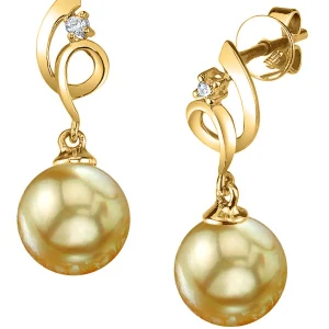 14K Gold Golden Pearl & Diamond Symphony Earrings