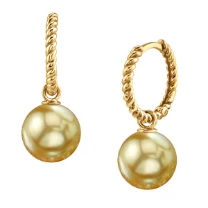Golden South Sea Pearl Hoop Via Earrings