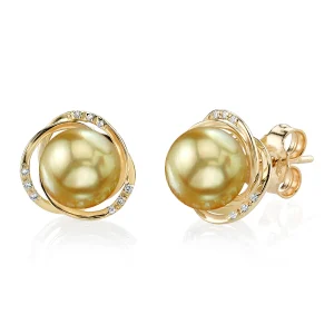 Golden South Sea Pearl and Diamond Lexi Earrings