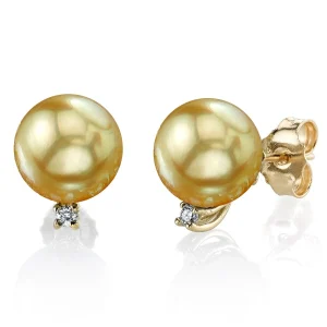 Golden South Sea Pearl & Diamond Sasha Earrings