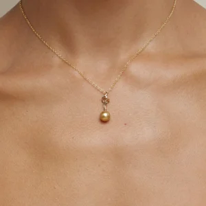 Golden Pearl & Diamond Aria Pendant