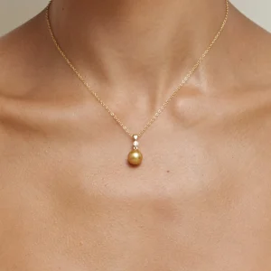 Golden Pearl & Diamond Michelle Pendant