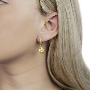 Golden South Sea Pearl Huggie Mary Earrings
