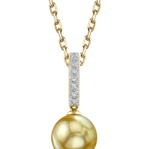 Golden Pearl Dangling Diamond Pendant