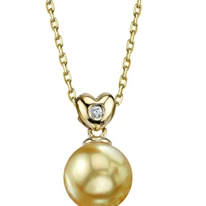 Golden Pearl & Diamond Lev Pendant