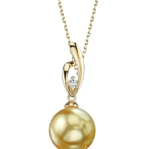 Golden Pearl & Diamond Lois Pendant
