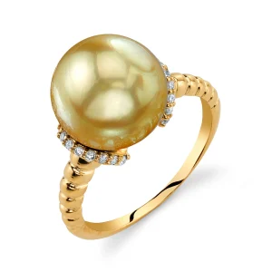 Golden South Sea Pearl & Diamond Jackie Ring
