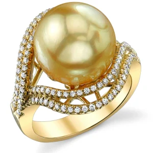 Golden Pearl & Diamond Clara Ring