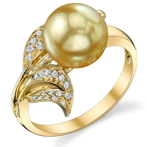 Golden South Sea Pearl & Diamond Eva Ring