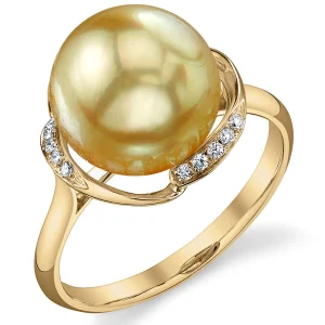 Golden Pearl & Diamond Ruby Ring