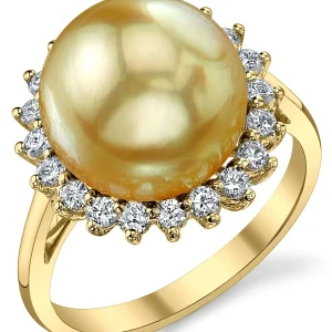 Golden Pearl & Diamond Sage Ring